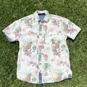 AMBIG Mens SM floral collared button up shirt
